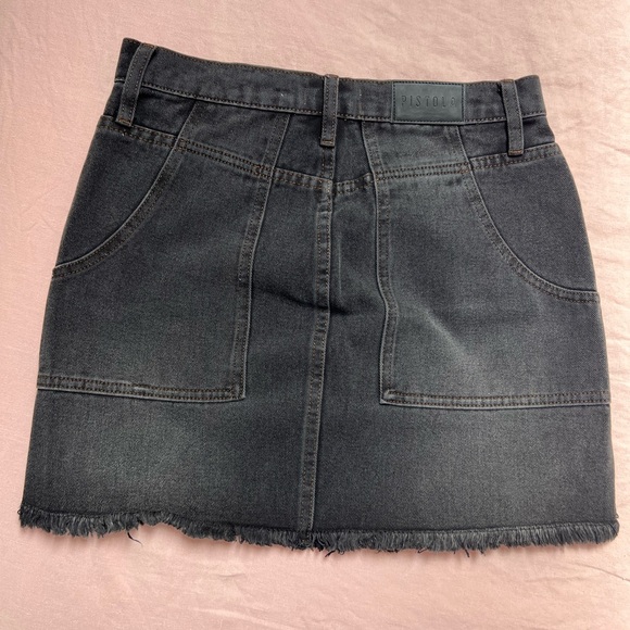 Pistola Rumi High Rise Cut Off Skirt in Black Vinyl. Size 27 - Picture 5 of 10